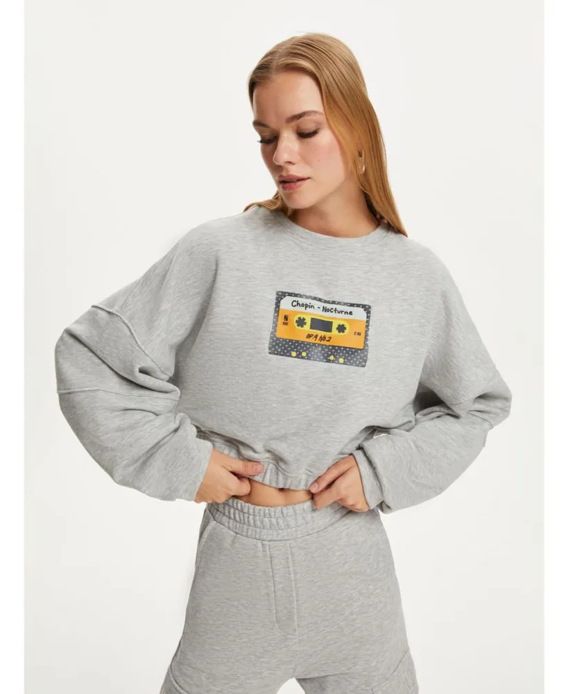 Women's Printed Crop Sweatshirt