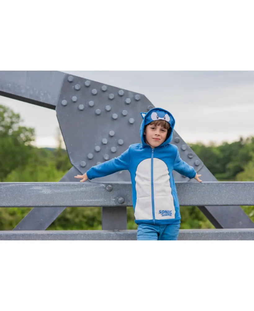 Sega Little Boys Sonic The Hedgehog Fleece Zip Up Costume Hoodie Blue