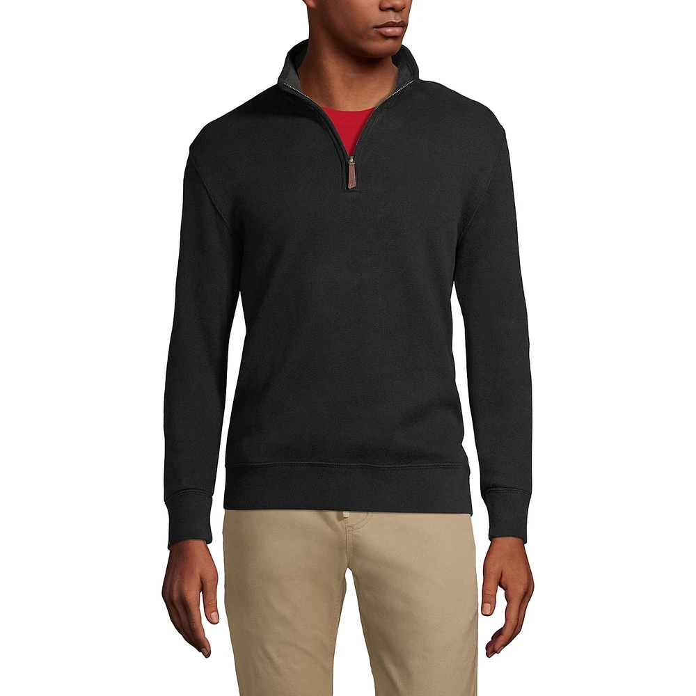 Lands' End Men's Tall Bedford Rib Quarter Zip Sweater