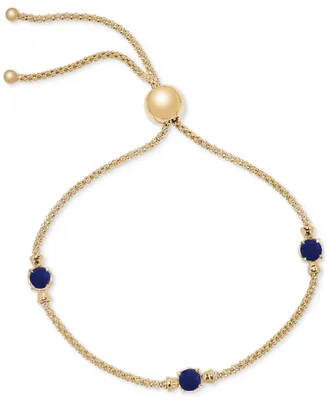 Onyx Popcorn Link Bolo Bracelet 14k Gold-Plated Sterling Silver (Also Lapis Lazuli, & Turquoise)