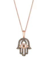 Le Vian Chocolate Diamond & Nude Diamond Hamsa Hand Adjustable 20" Pendant Necklace (1/2 ct. t.w.) in 14k Rose Gold