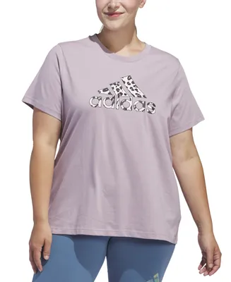 adidas Plus Cotton Animal-Print Logo Short-Sleeve T-Shirt