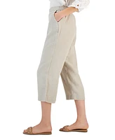 Charter Club Women's 100% Linen Solid Cropped Pull-On Pants, Created for Macy's