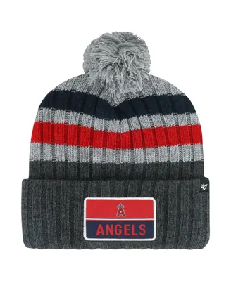 Men's '47 Brand Gray Los Angeles Angels Stack Cuffed Knit Hat with Pom