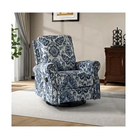 Hulala Home Evelia Floral Swivel Rocker Manual Recliner