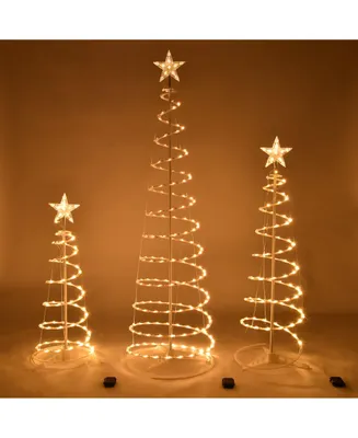 Yescom Set of 3 Led Christmas Spiral Light Kit 6Ft 4Ft 3Ft with Star Finial Yard Home