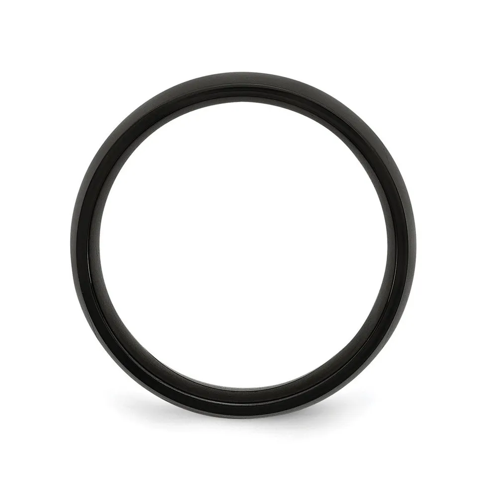 Chisel Stainless Steel Polished Black Ip-plated 7mm Band Ring