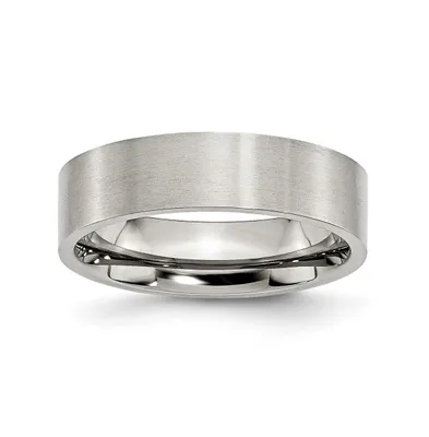 Chisel Stainless Steel Brushed 6mm Flat Band Ring
