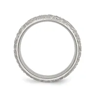 Chisel Stainless Steel Brushed and Polished Textured 8mm Band Ring