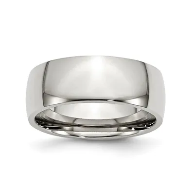 Chisel Stainless Steel Polished 8mm Half Round Band Ring