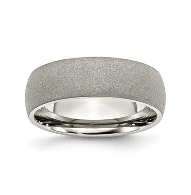 Chisel Stainless Steel Polished with Stone Finish 7mm Band Ring