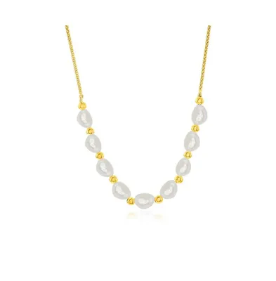 Sterling Silver or Gold Plated Over Freshwater Pearl Bead Necklace