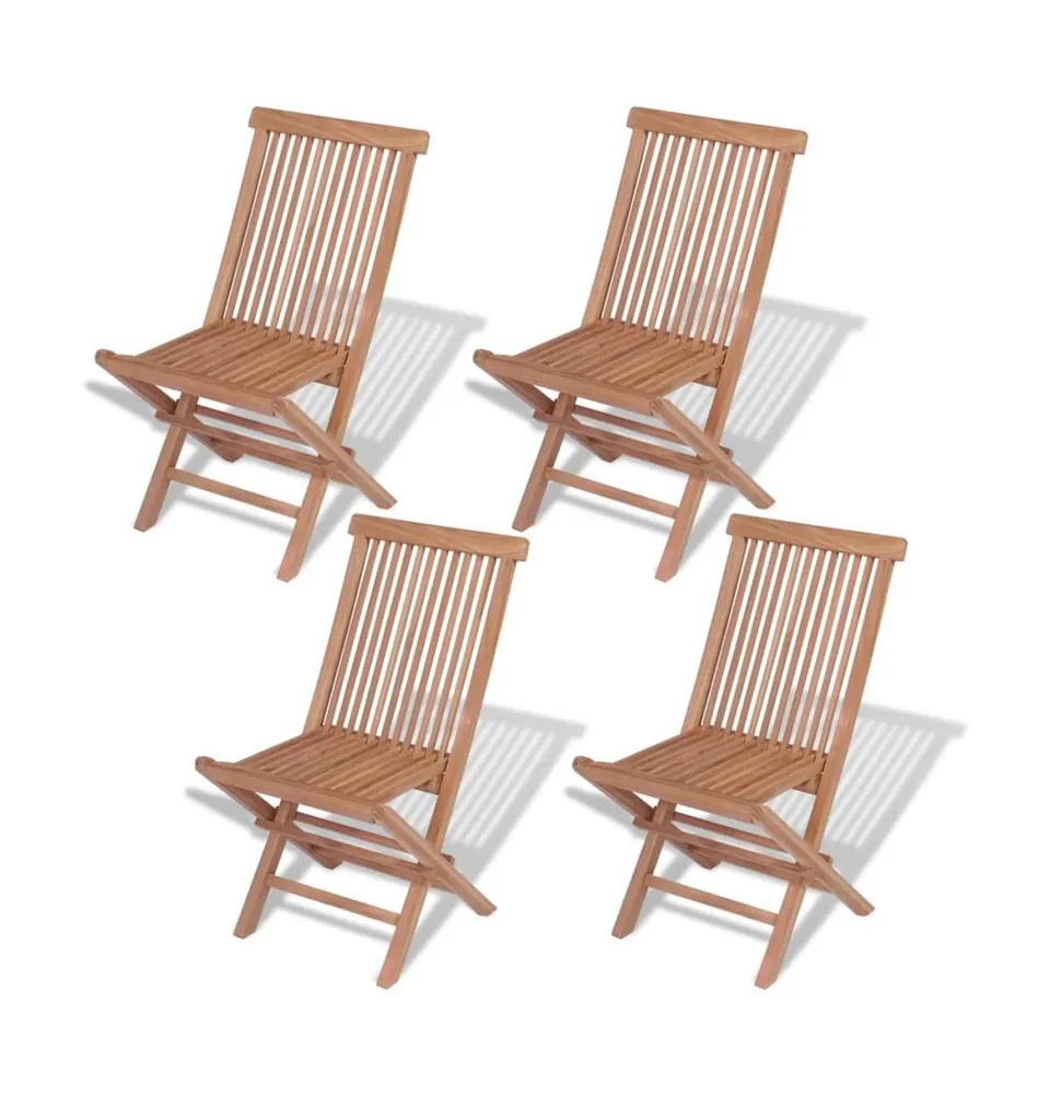 Folding Patio Chairs 4 pcs Solid Teak Wood