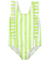 Carter's Toddler Girls Striped Ruffled One-Piece Swimsuit