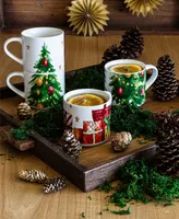 over&back Christmas Tree Stackable Mugs, Set of 4