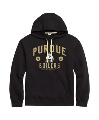 Men's League Collegiate Wear Black Distressed Purdue Boilermakers Bendy Arch Essential Pullover Hoodie