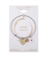 Unwritten Cubic Zirconia "Radiate Love" and Bezel, Rose Gold Heart Charm Bracelet