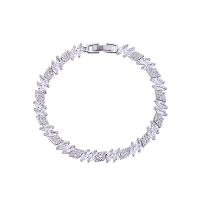 Marquise and Rhomboid Cubic Zirconia Tennis Bracelet with Cubic Zirconia