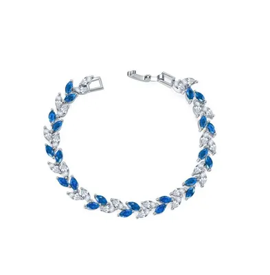 Marquise Cubic Zirconia Tennis Bracelets with Blue Sapphire and Cubic Zirconia