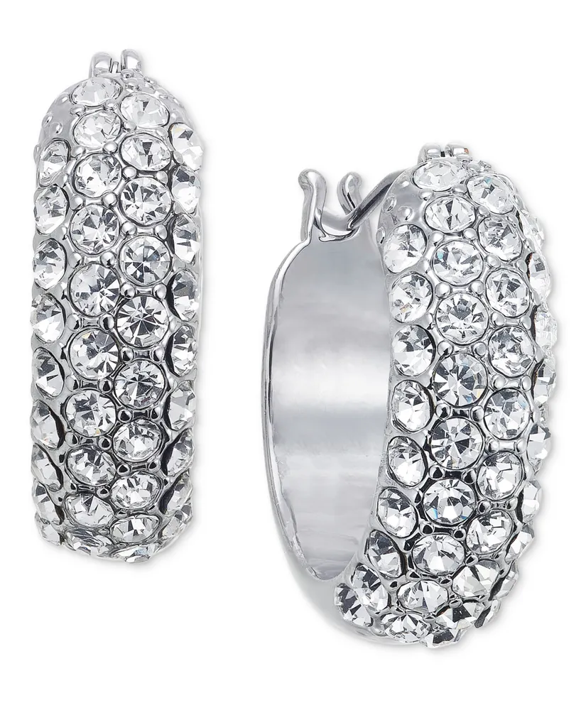 On 34th Small Pave-Front Hoop Earrings, 0.7", Created for Macy's