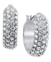 On 34th Small Pave-Front Hoop Earrings, 0.7", Created for Macy's