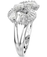 Swarovski Rhodium-Plated Baguette Crystal Infinity Statement Ring