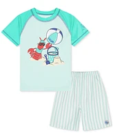 Laguna Little Boys Cabana Stripe Swim Top and Shorts, 2 Piece Set