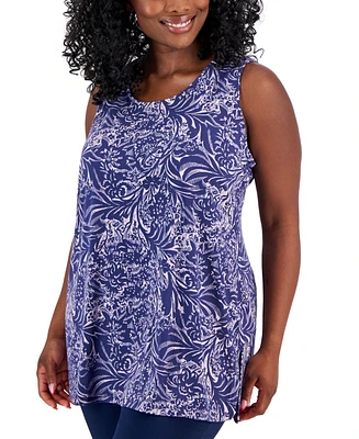 Jm Collection Plus Kassia Printed Knit Tank Top, Created for Macy's