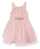 Rare Editions Little Girls Sleeveless Illusion and Mesh Party Dress