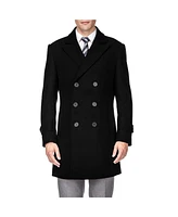 Brave man Men's Double Breasted Pea coat Wool Blend Dress