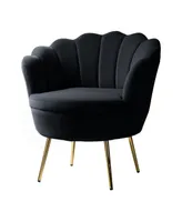 Modern Velvet Barrel Chair with Channel Tufted Back