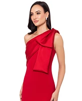 Betsy & Adam Women's Bow-Trimmed One-Shoulder Gown