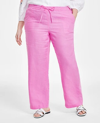 Charter Club Plus 100% Linen Pants, Created for Macy's
