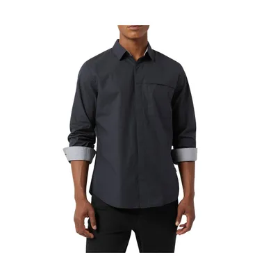Dkny Men's City Grid Stretch Long Sleeve Shirt