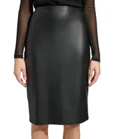 Calvin Klein Women's Faux-Leather Pencil Skirt