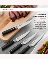 KitchenAid Japanese Steel Gourmet 4 Piece Forged Triple Rivet 4.5" Steak Knife Set