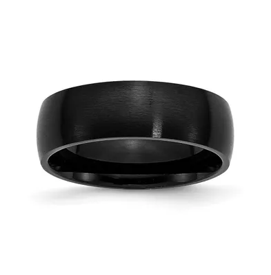 Chisel Stainless Steel Brushed Black Ip-plated 7mm Band Ring