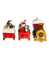 Kurt Adler 19.7" Battery-Operated Light Up Musical Santa Train Set, 3 Piece Set