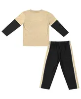 Toddler Boys Colosseum Gold, Black Purdue Boilermakers Long Sleeve T-shirt and Pants Set