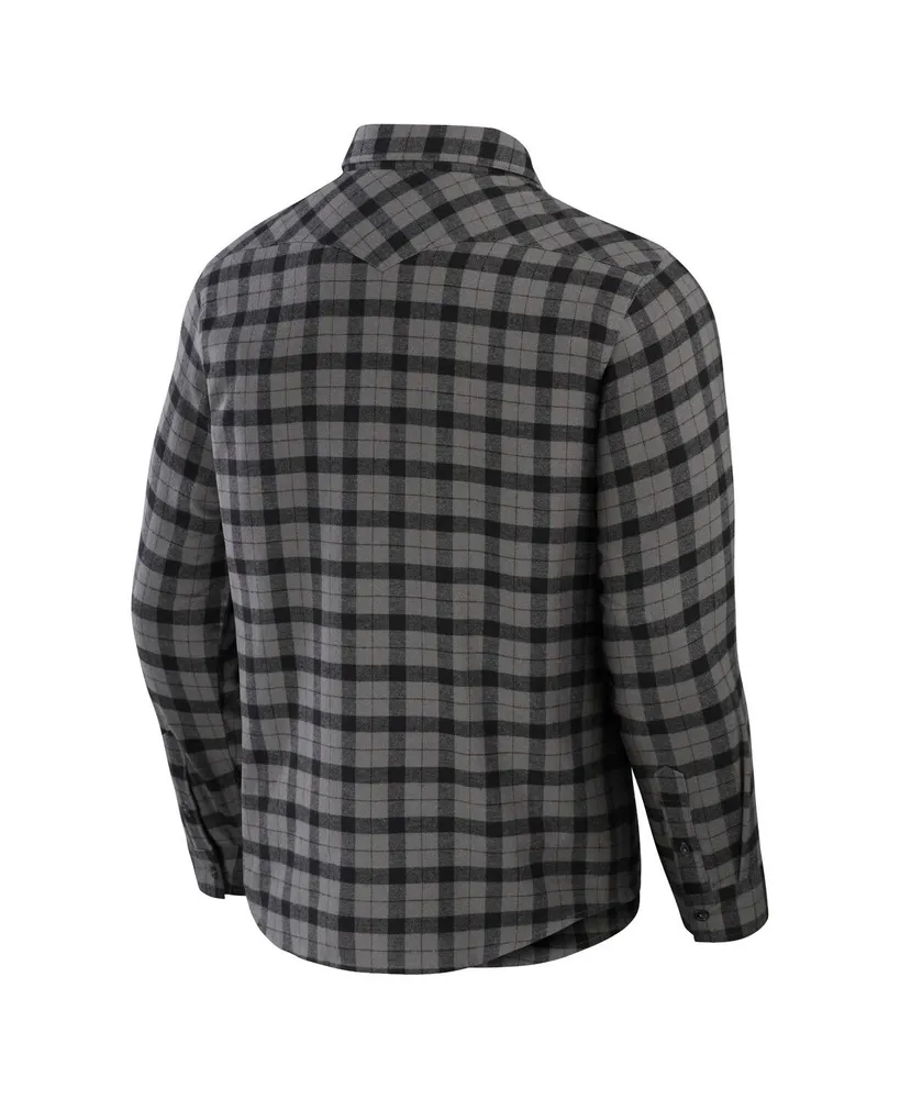 Men's Nfl x Darius Rucker Collection by Fanatics Gray New England Patriots Flannel Long Sleeve Button-Up Shirt