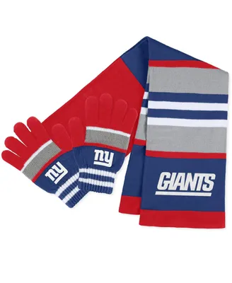 Women's Wear by Erin Andrews New York Giants Stripe Glove and Scarf Set