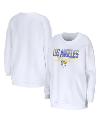 Women's Wear by Erin Andrews White Los Angeles Rams Domestic Pullover Sweatshirt