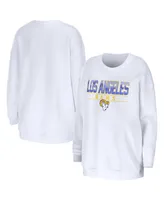 Women's Wear by Erin Andrews White Los Angeles Rams Domestic Pullover Sweatshirt