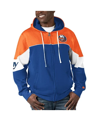 Men's Starter Royal, Orange New York Islanders Power Forward Full-Zip Hoodie