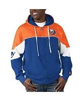 Men's Starter Royal, Orange New York Islanders Power Forward Full-Zip Hoodie
