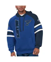 Men's Starter Blue, Navy St. Louis Blues Gauntlet Raglan Pullover Hoodie