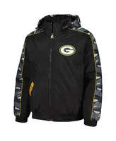 Men's Starter Black Green Bay Packers Thursday Night Gridiron Full-Zip Hoodie Jacket