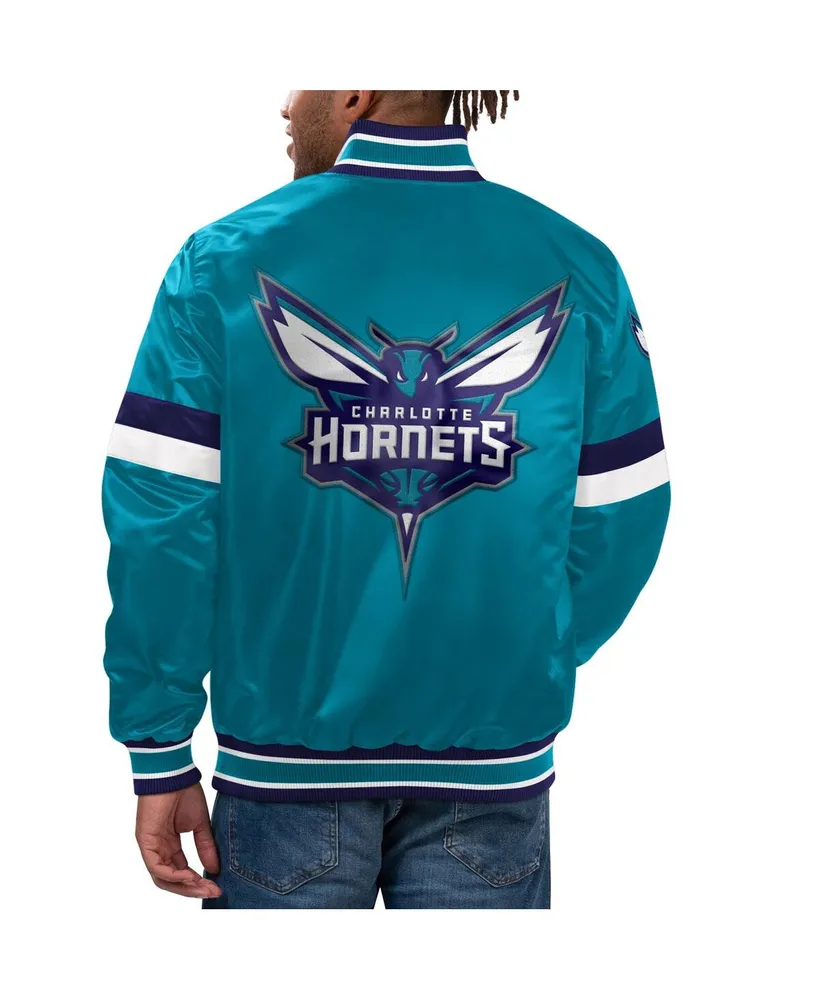 Men's Starter Teal Charlotte Hornets Home Game Satin Full-Snap Varsity Jacket