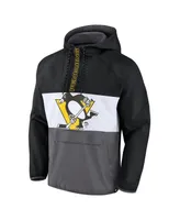 Men's Fanatics Black Pittsburgh Penguins Flagrant Foul Anorak Raglan Half-Zip Hoodie Jacket