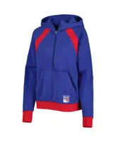 Women's Starter Blue New York Rangers Wishbone Half-Zip Hoodie